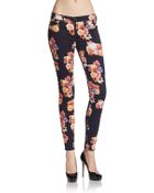 Hudson Floral-Print Super Skinny Jeans - Lyst