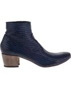 Silvano Sassetti Woven Ankle Boot Blue Leather - Lyst