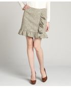 RED Valentino Beige Tweed Ruffle Accent Short Skirt - Lyst