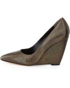 Pour La Victoire Metallic Lizard Dress Wedge - Lyst