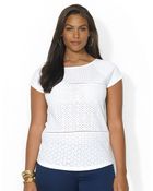 Lauren by Ralph Lauren Plus Eyelet Cotton Top - Lyst