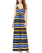 Michael Kors Striped Crepe Maxi Dress - Lyst