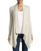 Neiman Marcus Draped Ribbed Cashmere Cardigan - Lyst