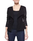 Neiman Marcus Lambskin Ponte Peplum Moto Jacket - Lyst