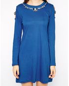 American Retro Venus Long Sleeve Dress With Embellished Neckline - Lyst