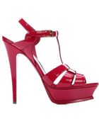 Saint Laurent Fuchsia Patent Leather 'Tribute' Strappy Platform Sandals - Lyst