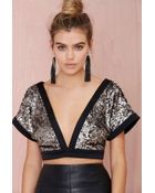 Nasty Gal Collection Flashback Sequin Crop Top - Lyst