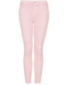 Topshop Moto Pale Pink Leigh Jeans - Lyst