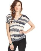 Lucky Brand Shortsleeve Vneck Striped Sweater - Lyst