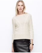 Ann Taylor Petite Cropped Cable Sweater - Lyst