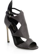 Sergio Rossi Patricia Lizard-Embossed Leather Sandals - Lyst