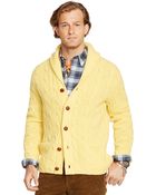 Polo Ralph Lauren Cable-Knit Wool Shawl Cardigan - Lyst