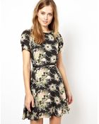 Oasis Floral Belted Skater Dress - Lyst