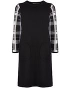 Karen Millen Check And Plain Dress - Lyst