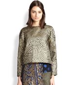 Suno Metallic Swirl Jacquard Top - Lyst