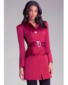 Bebe Belted Peplum Trench Coat - Lyst