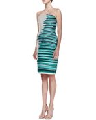 Lela Rose Silkembroidered Strapless Cocktail Dress Jademulti - Lyst