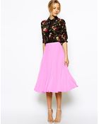 Asos Pleated Midi Skirt - Lyst
