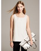 Banana Republic Ivory Faux-Leather Top - Lyst