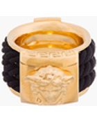 Versace Gold and Black Rope Emblem Ring - Lyst