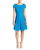 Adrianna Papell Lace Cap-Sleeve Dress - Lyst