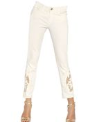 Blumarine Lace Insert Cotton Denim Jeans - Lyst