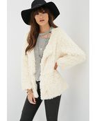 Forever 21 Collarless Faux Fur Coat - Lyst