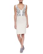 Narciso Rodriguez Tweed-Inset Tricolor Sheath Dress - Lyst