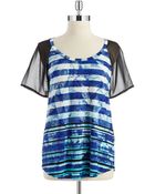 Ivanka Trump Striped Floral Top - Lyst
