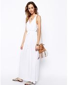 Asos Maxi Dress With Grecian Wrap - Lyst