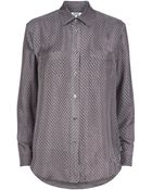 Nicole Farhi Spiral Tweed Silk Blouse - Lyst