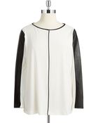 Calvin Klein Plus Faux Leather Accented Top - Lyst