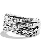 David Yurman Crossover Ring with Diamonds - Lyst