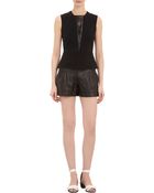 Mason by Michelle Mason Leather Meshinset Peplum Top - Lyst