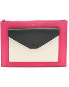 Celine Fushia Leather Flap Pocket Clutch - Lyst