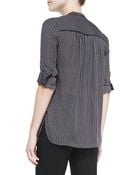 Vince Pipedtrim Printed Silk Blouse - Lyst