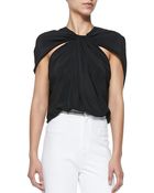 Cushnie et Ochs Crepe De Chine Drape Top Black - Lyst