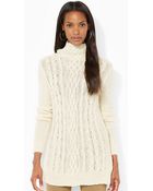 Lauren by Ralph Lauren Cable-Knit Funnelneck Sweater - Lyst