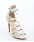 Aperlai White And Beige Leather Strappy Sandals - Lyst