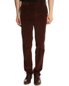 Polo Ralph Lauren Stretch Burgundy Brown Velvet Corduroy Trousers - Lyst