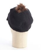 Grace Hats Black Wool Blend 'Pom Casquette' Faux Fur Accent Cap - Lyst