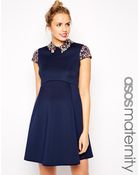 Asos Maternity Debutante Prom Dress With Embellished Collar And Sleeves - Lyst