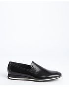 Prada Black Leather Slip On Loafers - Lyst