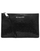 Michael Kors Rhea Embossed-Leather Clutch - Lyst