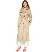 London Fog Hooded Double-Breasted Maxi Trench Coat - Lyst