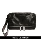Asos Leather Clutch Bag with Wrist Loop - Lyst