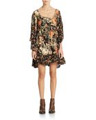Free People Printed Flutter Sleeve Dress - Lyst