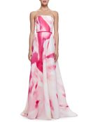 Carolina Herrera Watercolor-Print Strapless Gown - Lyst