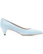 Miu Miu Suede Kitten-Heel Pumps - Lyst