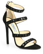 Prada Studded Suede Sandals - Lyst